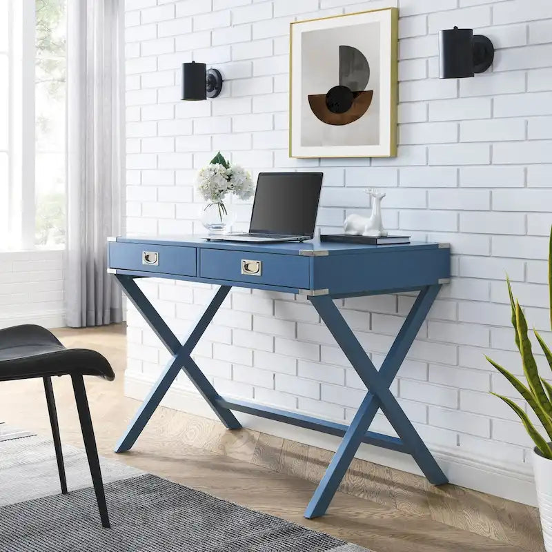 Solid Wood Computer Desk with Drawers for Home Office, Small Writing Table
