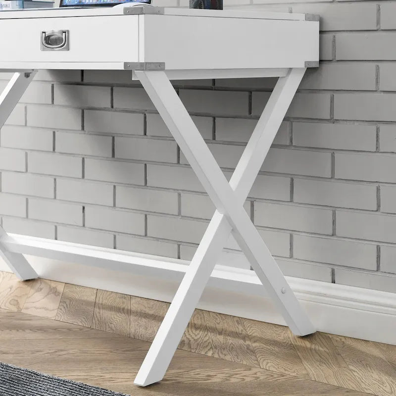 Solid Wood Computer Desk with Drawers for Home Office, Small Writing Table