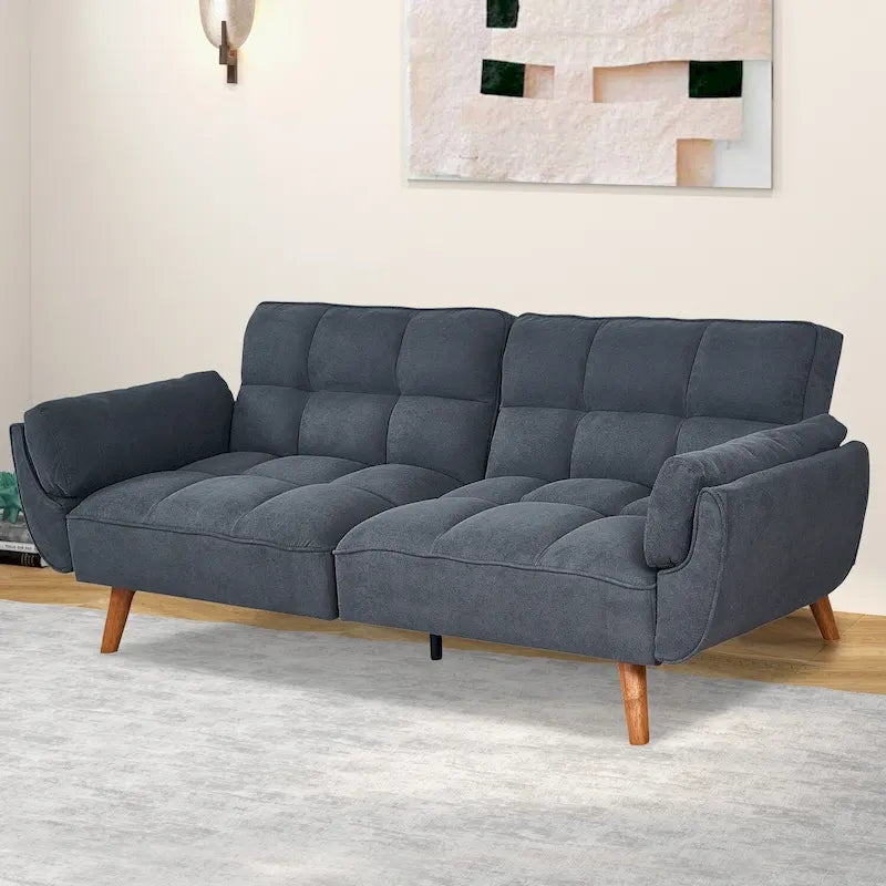 Convertible Futon Sofa Bed with Pillows, Foldable Loveseat for Living Room