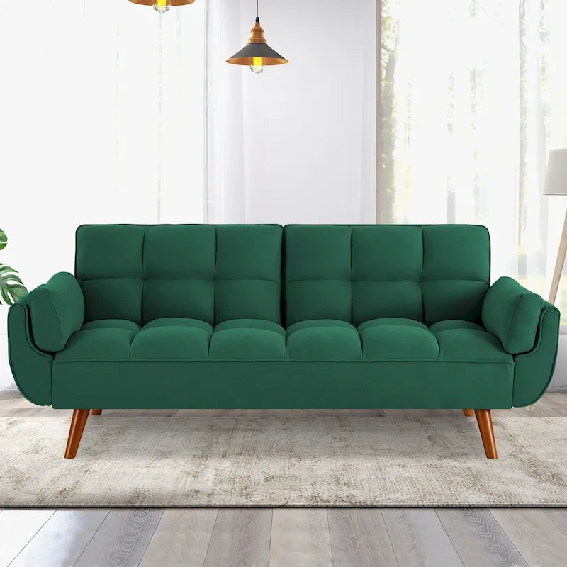 Convertible Futon Sofa Bed with Pillows, Foldable Loveseat for Living Room