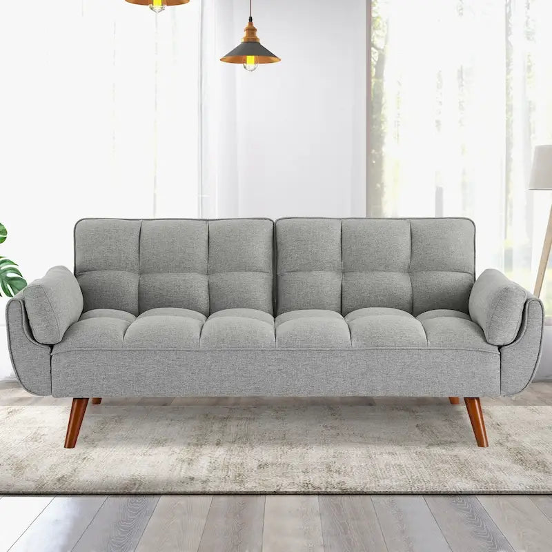Convertible Futon Sofa Bed with Pillows, Foldable Loveseat for Living Room