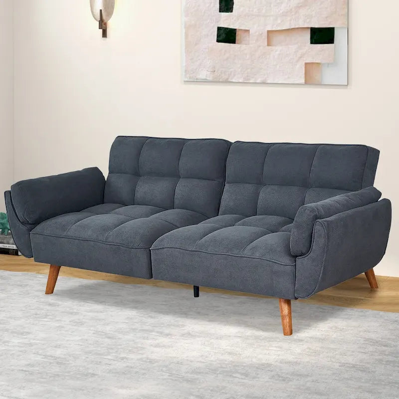 Convertible Futon Sofa Bed with Pillows, Foldable Loveseat for Living Room