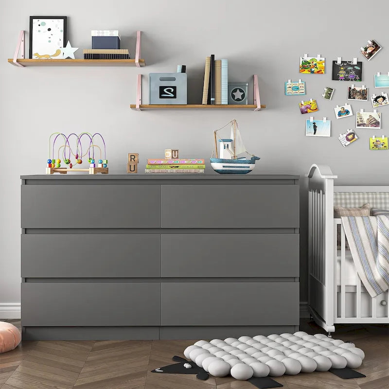 6-Drawer Wide Dresser, 47.25 Inch, Double Dresser and TV Stand