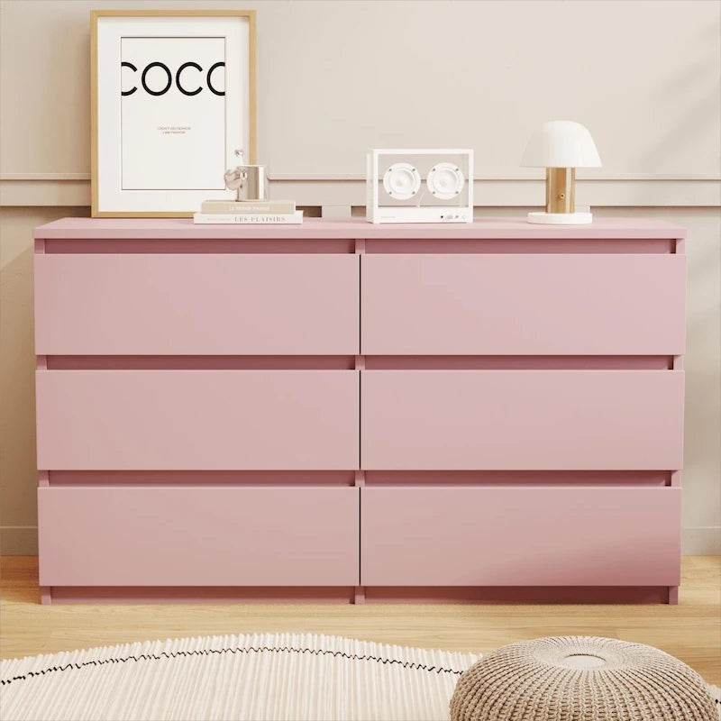 6-Drawer Wide Dresser, 47.25 Inch, Double Dresser and TV Stand